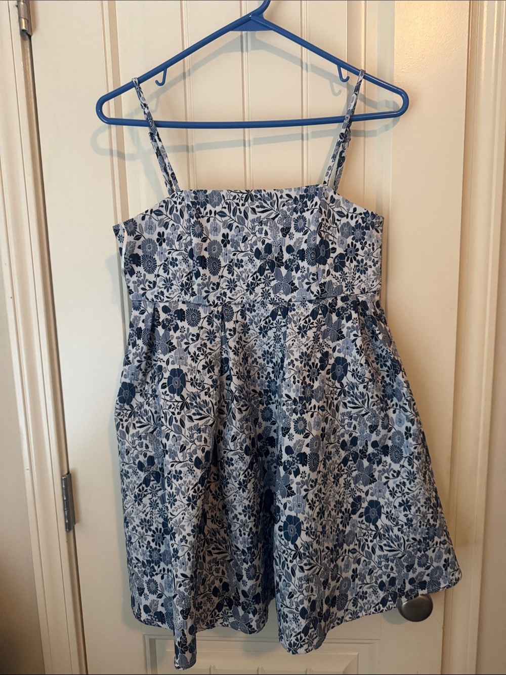 Altar'd State Navy Floral Spaghetti-Strap Mini Dress on White